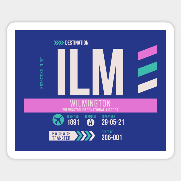 Wilmington (ILM) Airport Code Baggage Tag D Sticker by SLAG_Creative